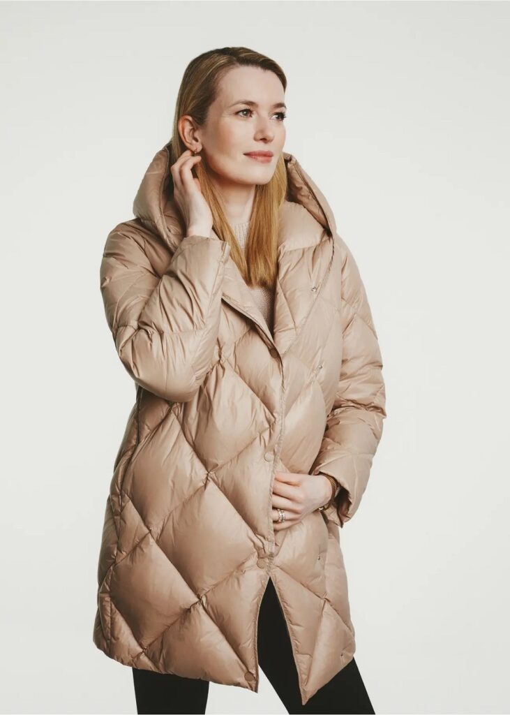 Béžová dámska bunda OCHNIK KURDT-0528-81 (Z24) s diamantovým prešívaním