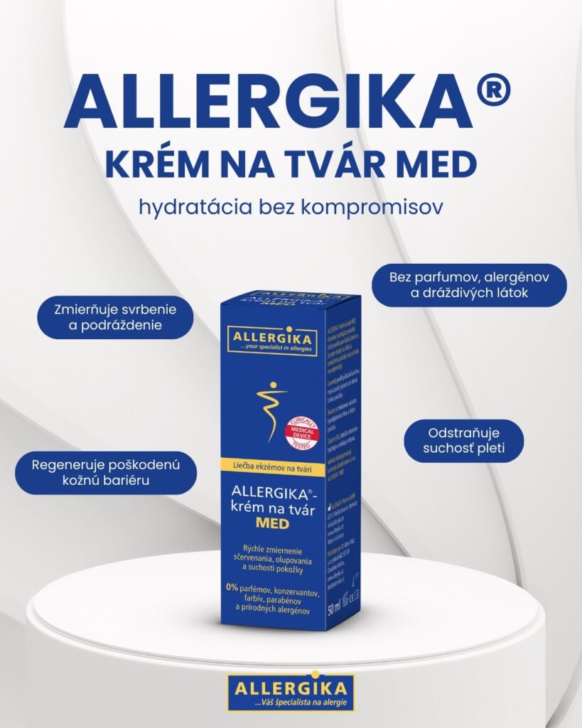 Spoľahlivosť zdravotníckej pomôcky I. triedy ALLERGIKA® Krému na tvár MED dokazuje klinicky overená účinnosť: 72 % zníženie začervenania, šupinatenia a suchosti pokožky po 3 týždňoch. Foto – Aloris Vital